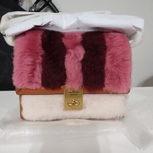 NWT Coach Shearling Hutton Shoulder Bag 18 With Patchwork